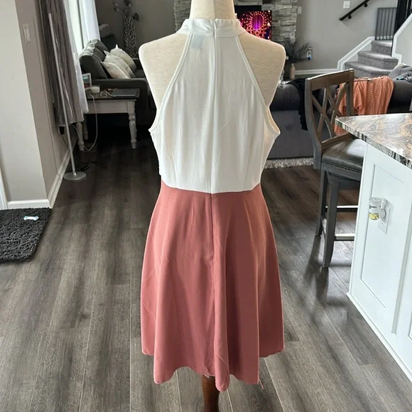 SHEIN white and dark pink dress size large - Picture 2 of 10